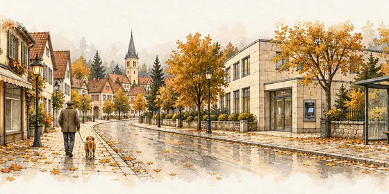 Leere Straße in einer Kleinstadt