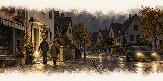 Dunkle Altstadt bei Stromausfall
