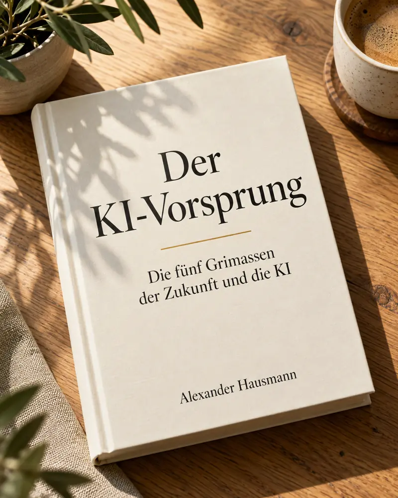 Der Guide „Der KI-Vorsprung“ auf einem Holztisch