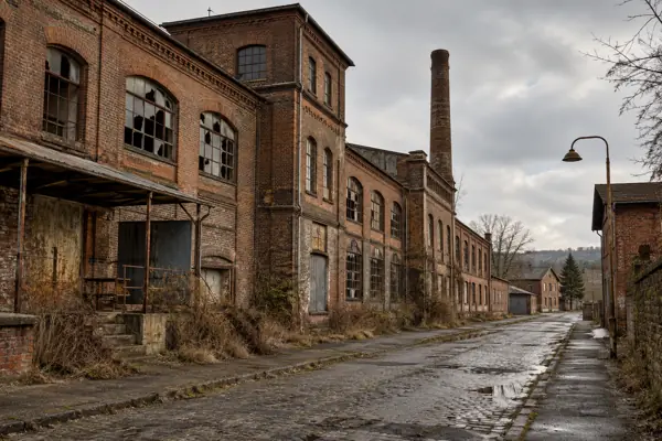 Verlassene Fabrik in einer Kleinstadt