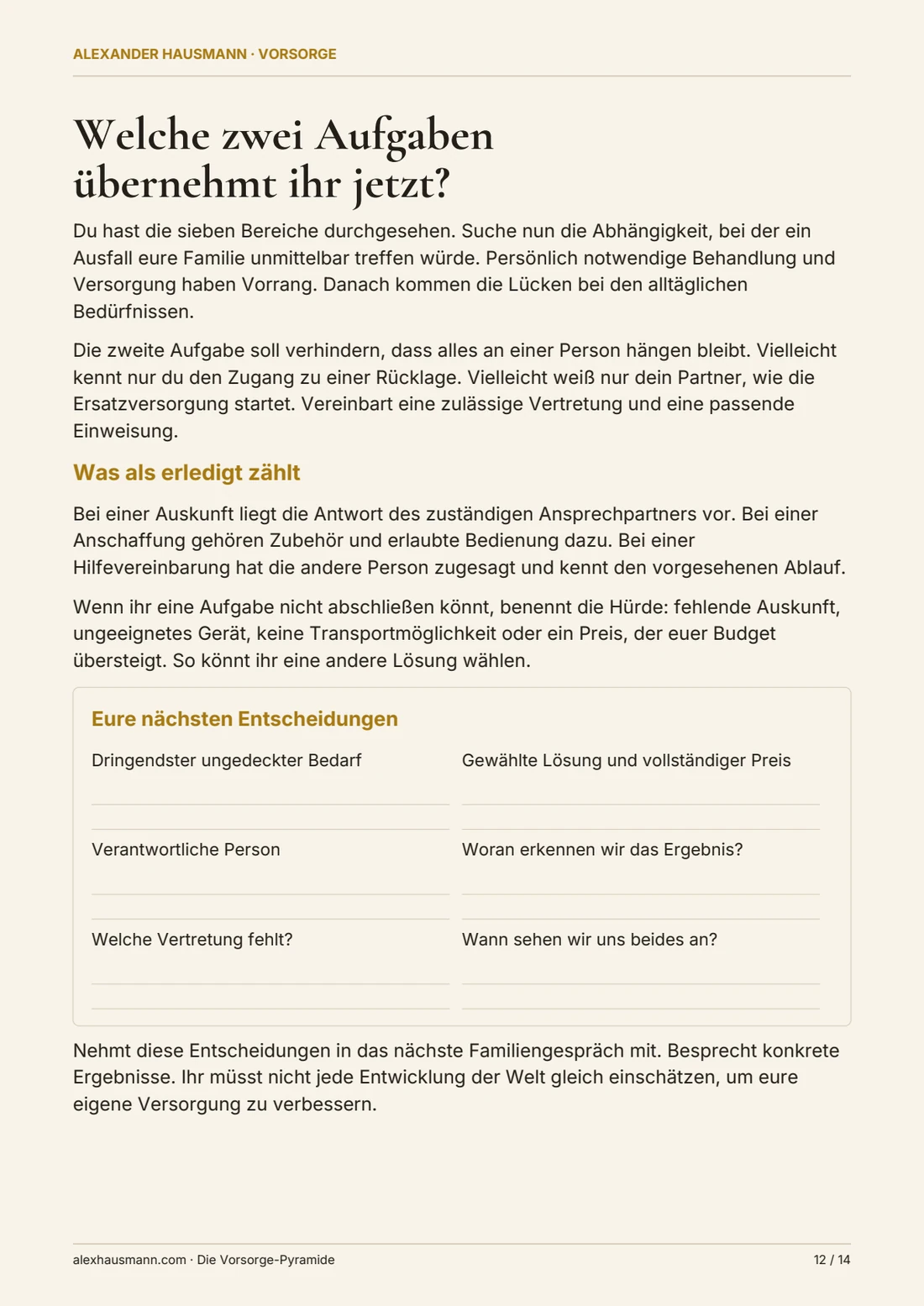 Eure nächsten Aufgaben